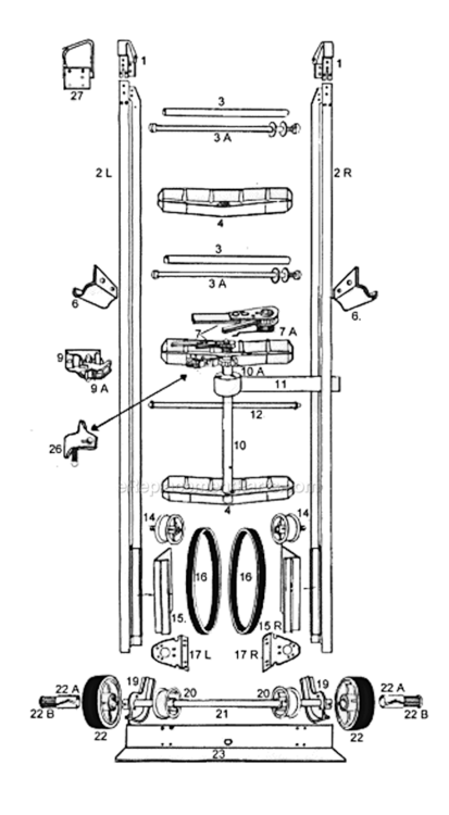 Page A Diagram and Parts List for 16  Yeats Dolly Hand Truck & Dolly